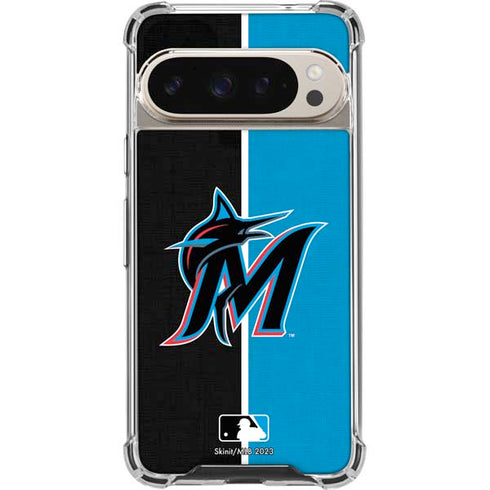 MLB Miami Marlins Split Pixel 9 Pro XL Clear Case